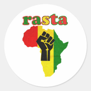 Pegatina Redonda Rasta Black Power Fist sobre África