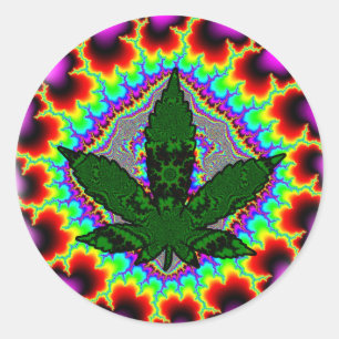 Pegatina Redonda Rasta divertida de maleza de humo loco
