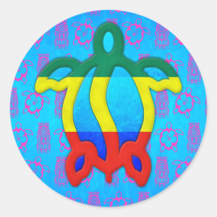 Pegatina Redonda Rasta Honu