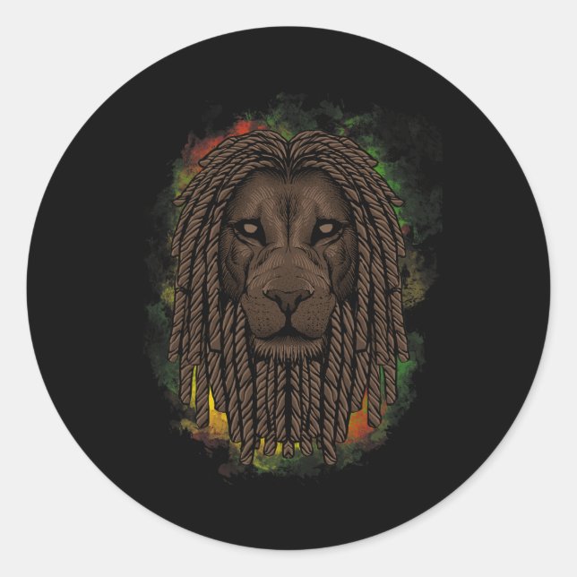 Pegatina Redonda Rasta Lion Con Arcos - Muestra Tu Orgullo Y Regga (Anverso)