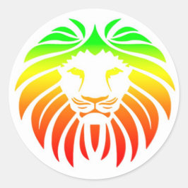 Pegatina Redonda Rasta Lion Head