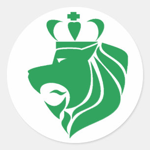 Pegatina Redonda Rasta Reggae coronó el león verde
