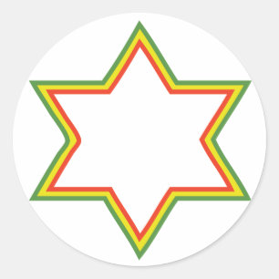 Pegatina Redonda Rasta Star of David