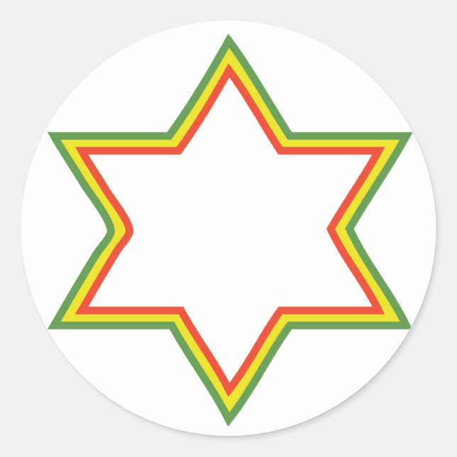 Pegatina Redonda Rasta Star of David (Anverso)