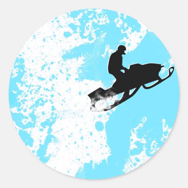 Pegatina Redonda rastro de polvo para moto de nieve. (Anverso)