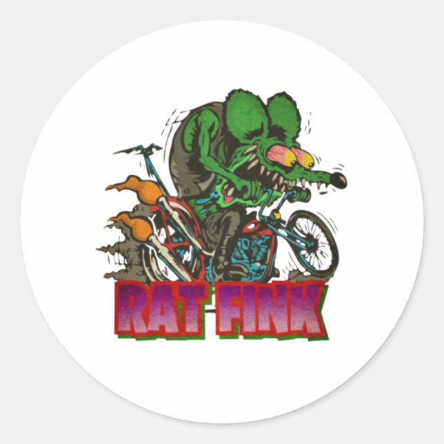 Pegatina Redonda Rat Fink Vintage (Anverso)
