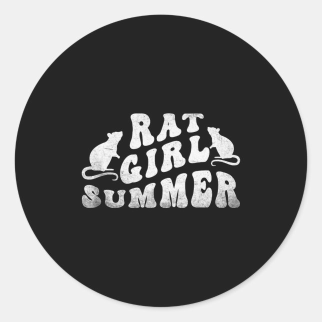 Pegatina Redonda Rat Girl Summer, Animal Lover, Hello Summer, Funny (Anverso)