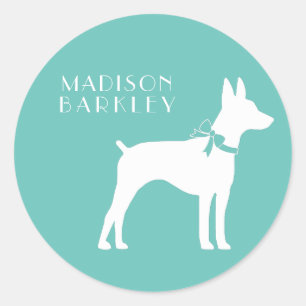 Pegatina Redonda Rat Terrier Dog Puppy
