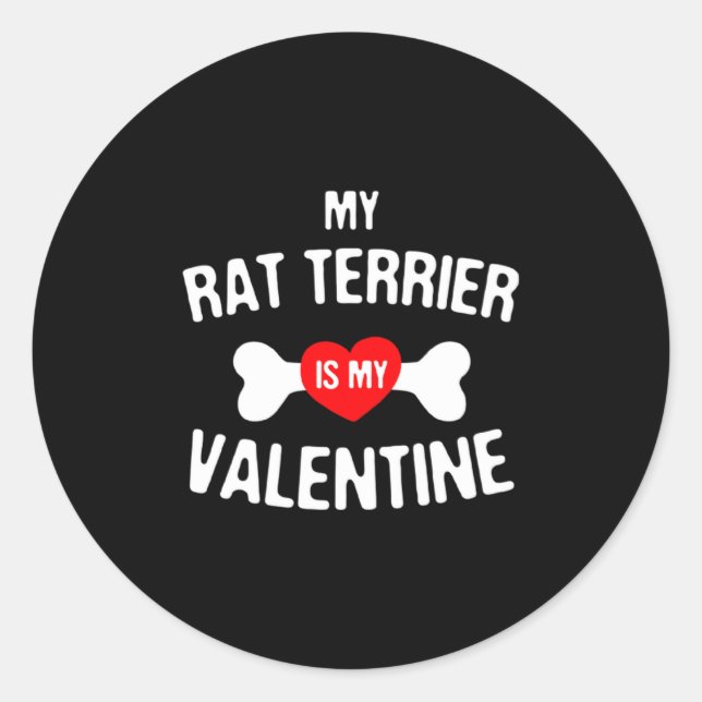 Pegatina Redonda Rat Terrier Is My Valentine Rat Terrier Dog  (Anverso)