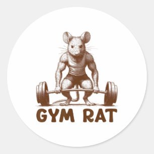 Pegatina Redonda Rata de gimnasio Fitness culturismo divertido entr