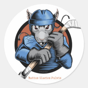 Pegatina Redonda Rata del hockey
