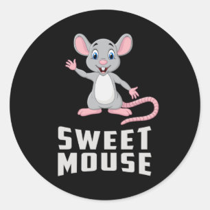 Pegatina Redonda Rata del ratón Queso del animal Amo Mascota Divert