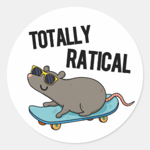 Pegatina Redonda Ratical Totalmente Gracioso Rat Pun