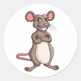 Pegatina Redonda Ratón Cartoon Character