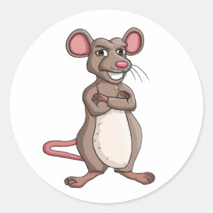 Pegatina Redonda Ratón Cartoon Character