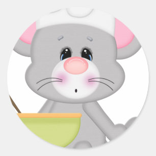 Pegatina Redonda Ratón de la hornada