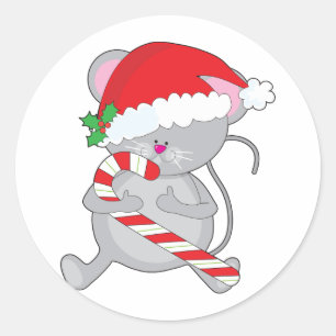 Pegatina Redonda Ratón del navidad