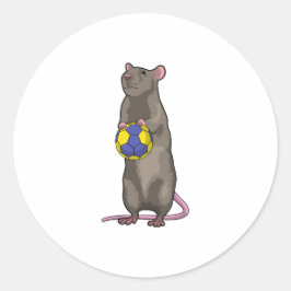 Pegatina Redonda Ratón en deportes de balonmano