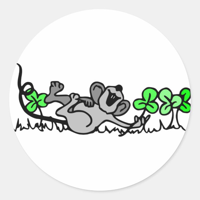 Pegatina Redonda Ratón Jugando En Chispas (Anverso)