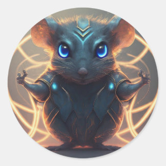 Pegatina Redonda Ratón superhéroe