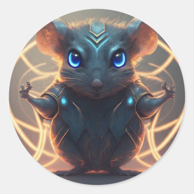 Pegatina Redonda Ratón superhéroe (Anverso)