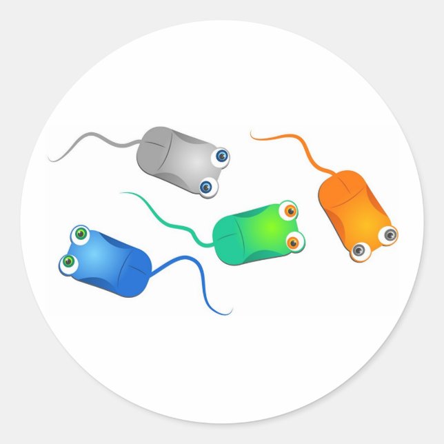 Pegatina Redonda Ratones de computadora (Anverso)