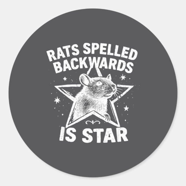 Pegatina Redonda Rats Spelled Backwards Is Star  (Anverso)