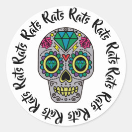 Pegatina Redonda Rats Sugar Skull