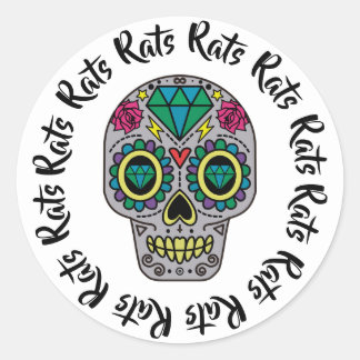 Pegatina Redonda Rats Sugar Skull