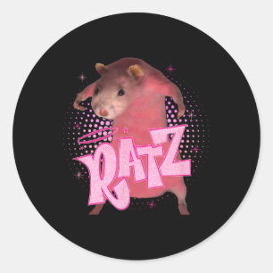 Pegatina Redonda Ratz Fun Ratz Rosa Rat Meme Halloween