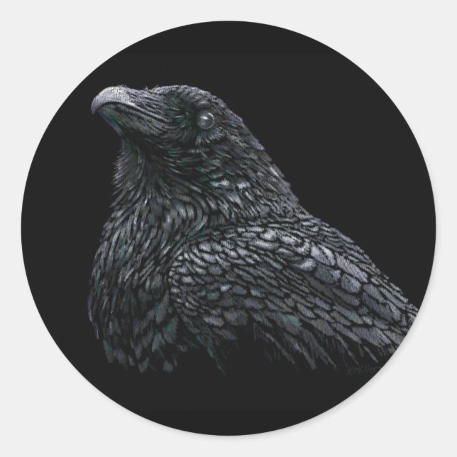 Pegatina Redonda Raven (Anverso)