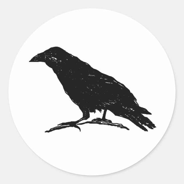 Pegatina Redonda Raven Black Bird Halloween Spooky Painting Art (Anverso)