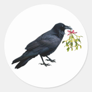 Pegatina Redonda Raven con Pegatinas de Mistletoe