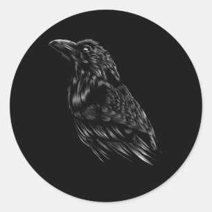 Pegatina Redonda Raven Crow