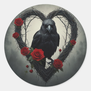 Pegatina Redonda Raven de San Valentín