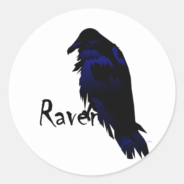 Pegatina Redonda Raven en Raven (Anverso)