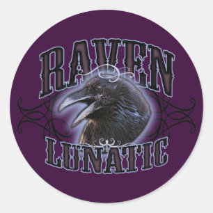 Pegatina Redonda Raven Lunatic