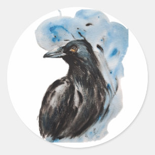 Pegatina Redonda Raven Magic Harmony Totem Harmony Watercolor Mysti