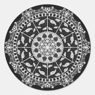 Pegatina Redonda Raven Mandala