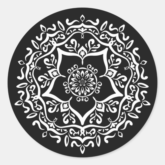 Pegatina Redonda Raven Mandala (Anverso)