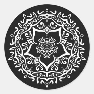 Pegatina Redonda Raven Mandala