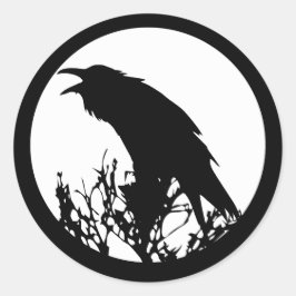 Pegatina Redonda Raven Moon