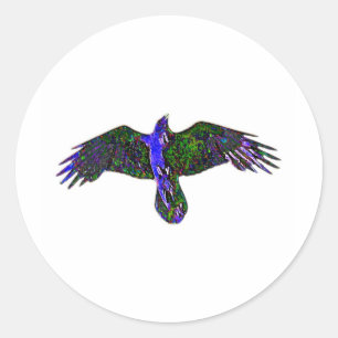 Pegatina Redonda Raven Paint