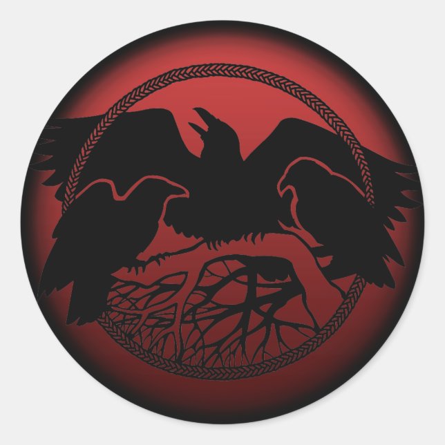 Pegatina Redonda Raven Pegatinas Pegatinas de arte nativos de vida  (Anverso)