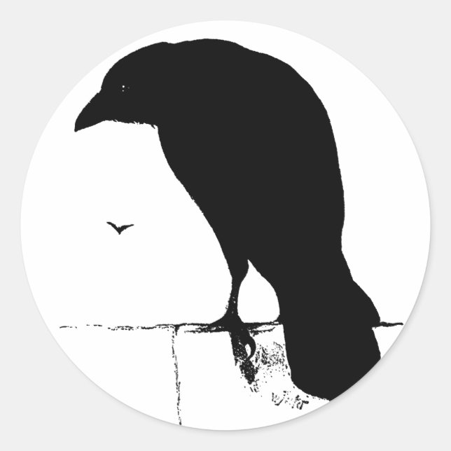 Pegatina Redonda Raven Silhouette - Ravens de Gótico vintage (Anverso)
