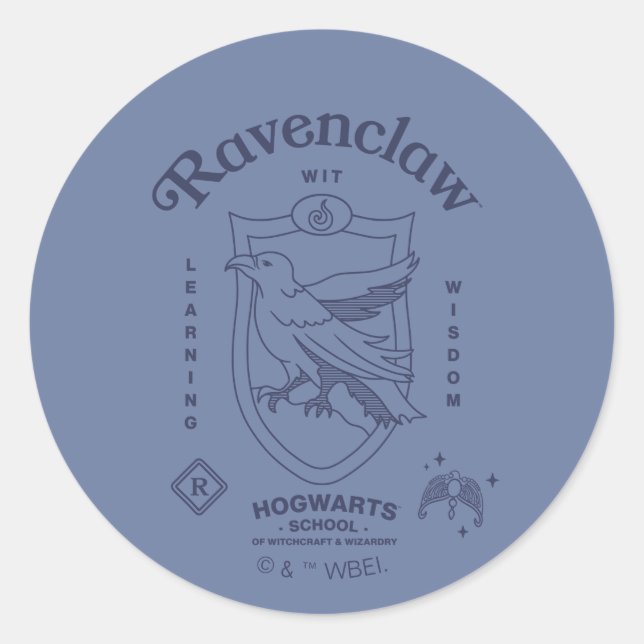 Pegatina Redonda RAVENCLAW™ Wit Learning Wisdom Crest (Anverso)