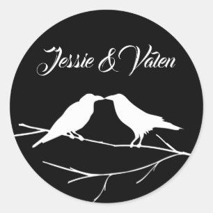 Pegatina Redonda Ravens Gothic Boda