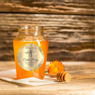 Pegatina Redonda Raw Honey Jar Honeybee Honeycomb Bee Apiary VIP