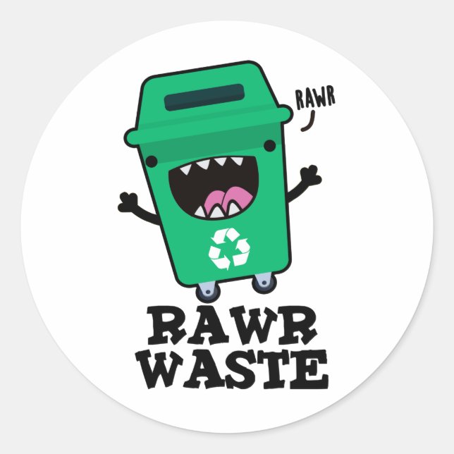 Pegatina Redonda Rawaste Waste Funny Garbage Trash Pun (Anverso)