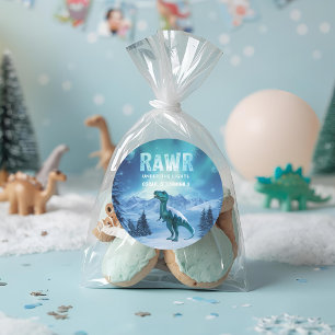 Pegatina Redonda RAWR bajo las luces el cumpleaños de invierno de l